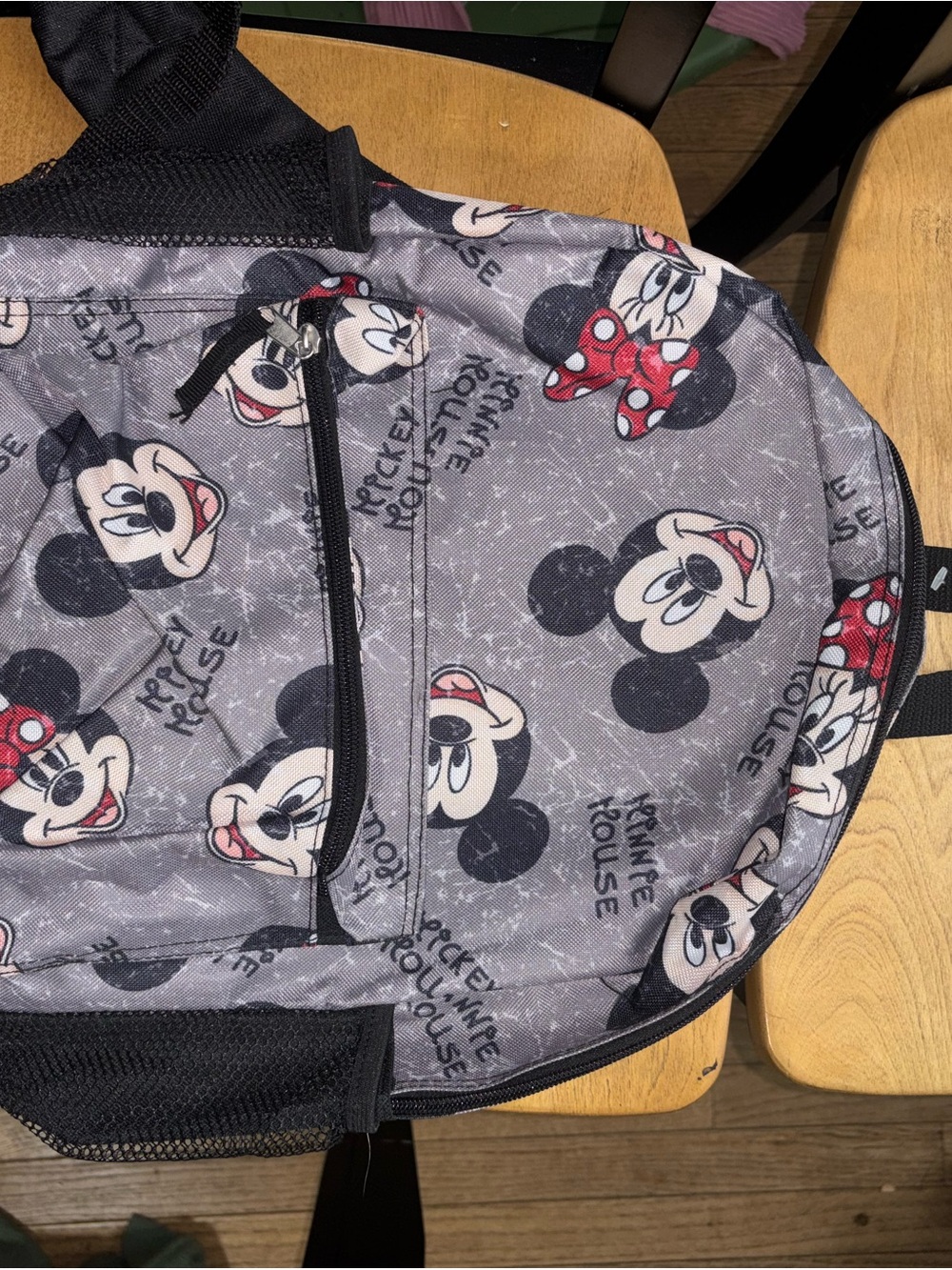 Mickey & Minnie Character Backpack - Gray with Red Accents